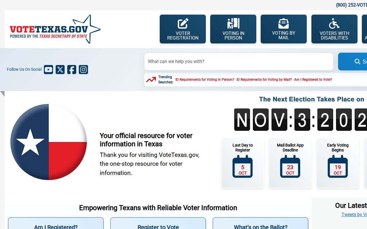 Burleson resident lookup Texas My Voter Portal entry screen