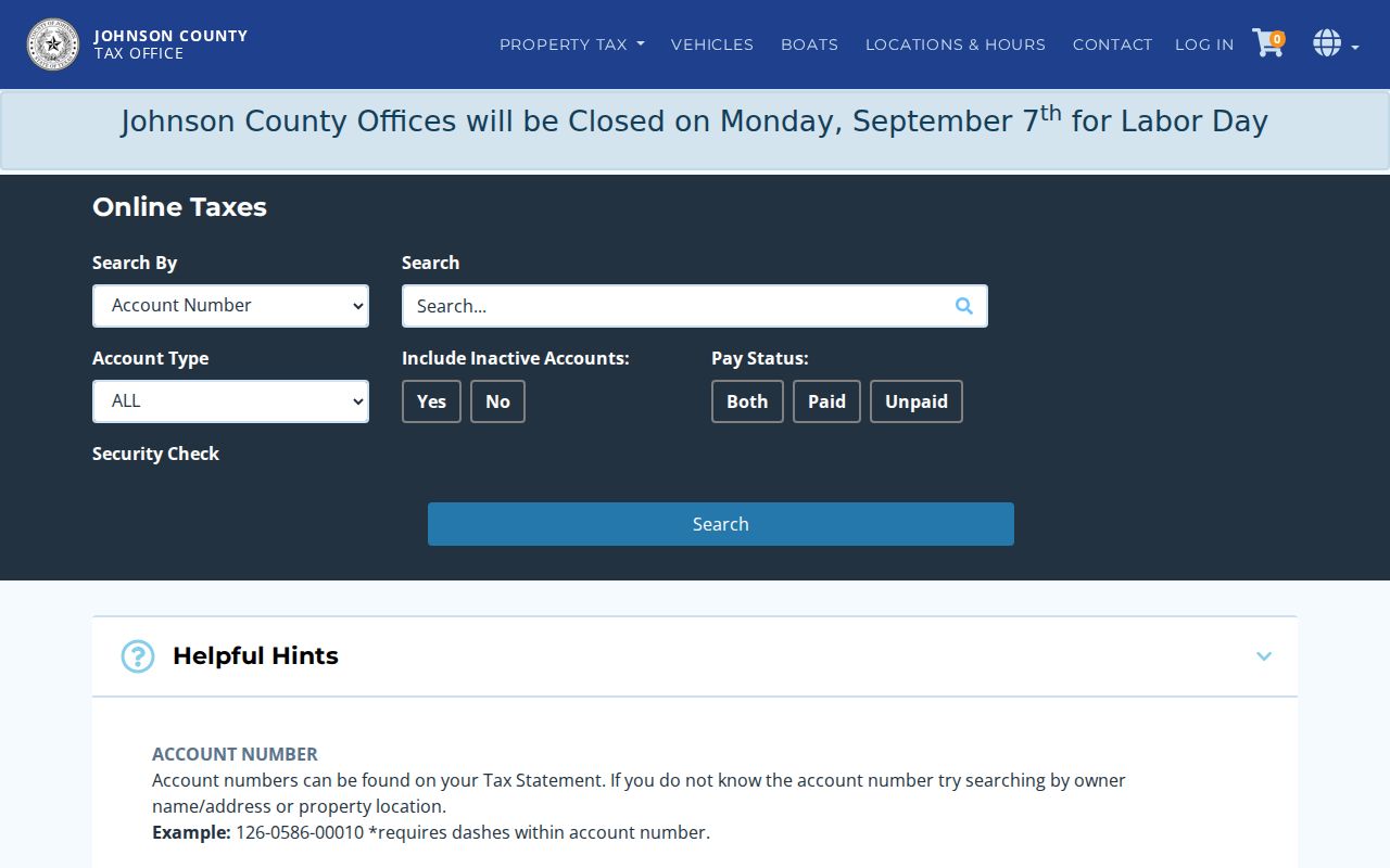 Burleson street directory Johnson County tax-account address and owner search