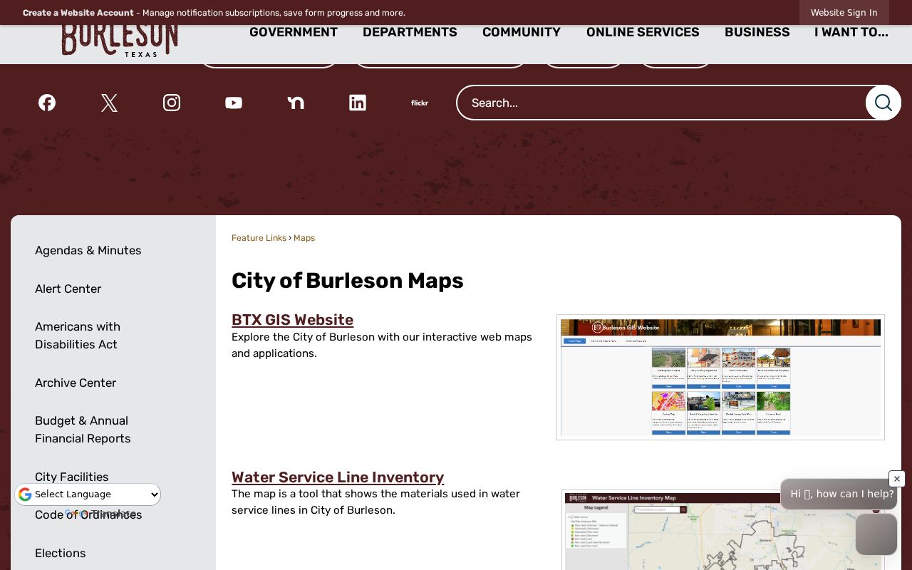 Burleson ZIP code City of Burleson maps page